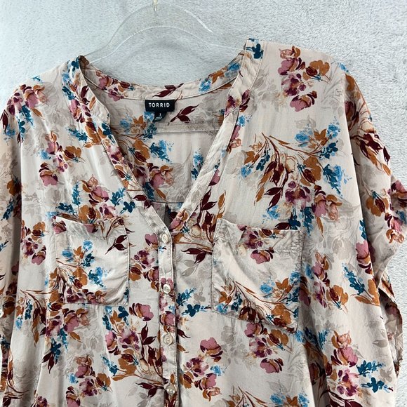 Torrid Top Womens Plus 1X Antique Floral Button Down Blouse - Picture 3 of 9